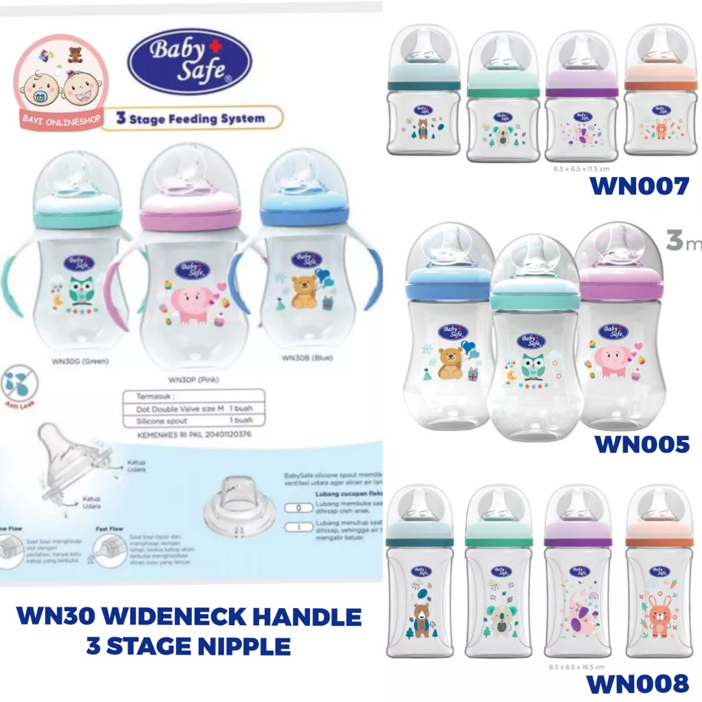 BABY SAFE BABYSAFE  WIDENECK BOTTLE Botol Susu Anak Bayi WN001 WN002 WN004 WN005 WN30 Babysafe