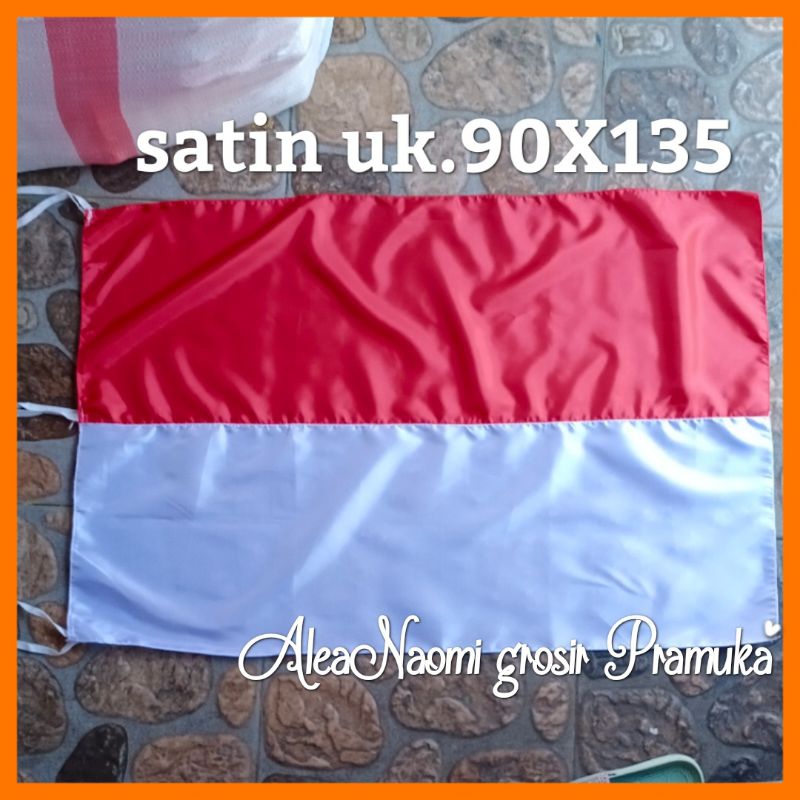 Bendera merah putih 90x135 Satin peles bendera merah putih kain satin peles mengkilap ukuran 90 x 135