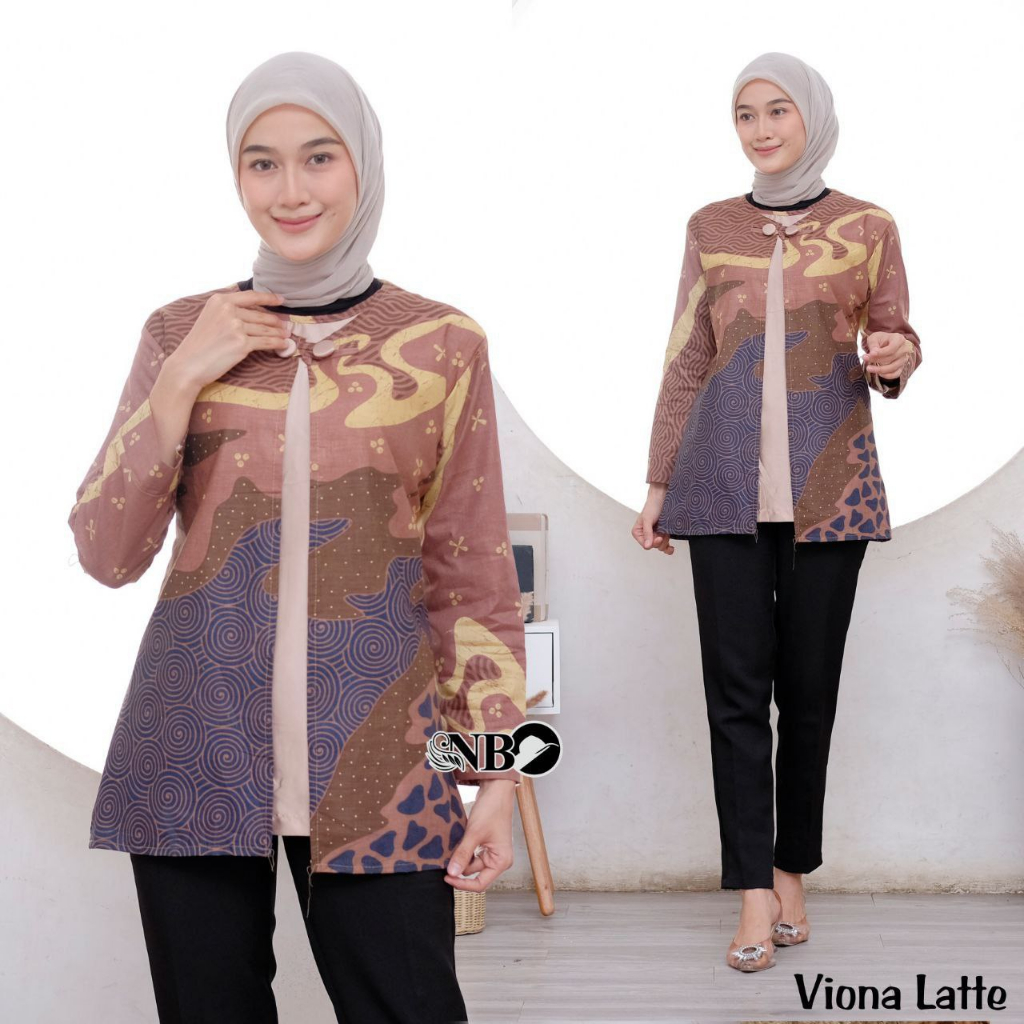 Baju Batik Wanita Modern Atasan Blouse Batik Kerja Kantor Wanita