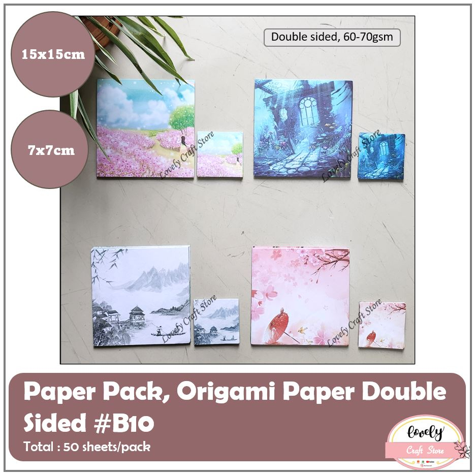 

LovelyCraftStore | B10 Paper Pack 50pcs double sided Kertas Origami Dua Sisi Paper motif Sakura Deco Paper Pack Journal Scrapbook Paper