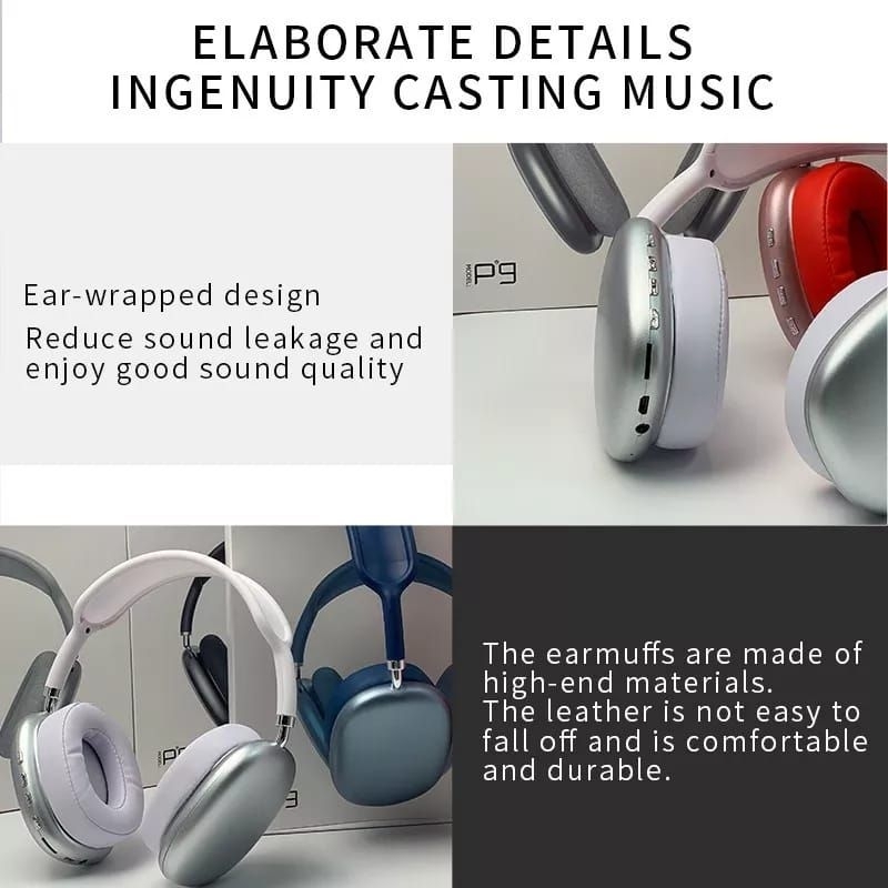 Headphone Bando Bluetooth P9 Macaron Headset Wireless Clone 1.1 Stereo BASS