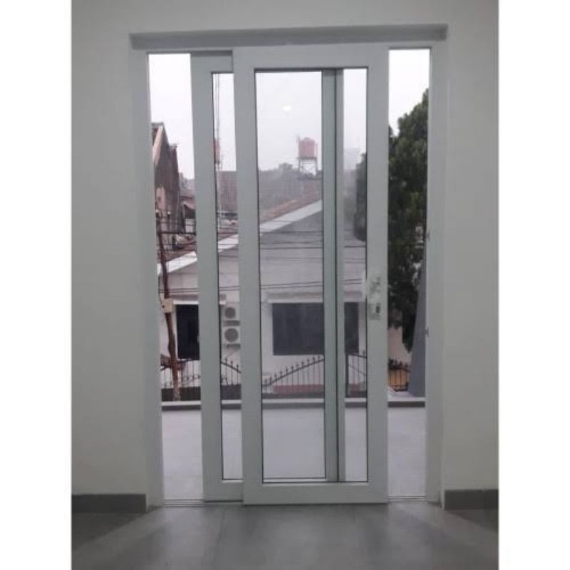 pintu geser alumunium dua rel dua daun