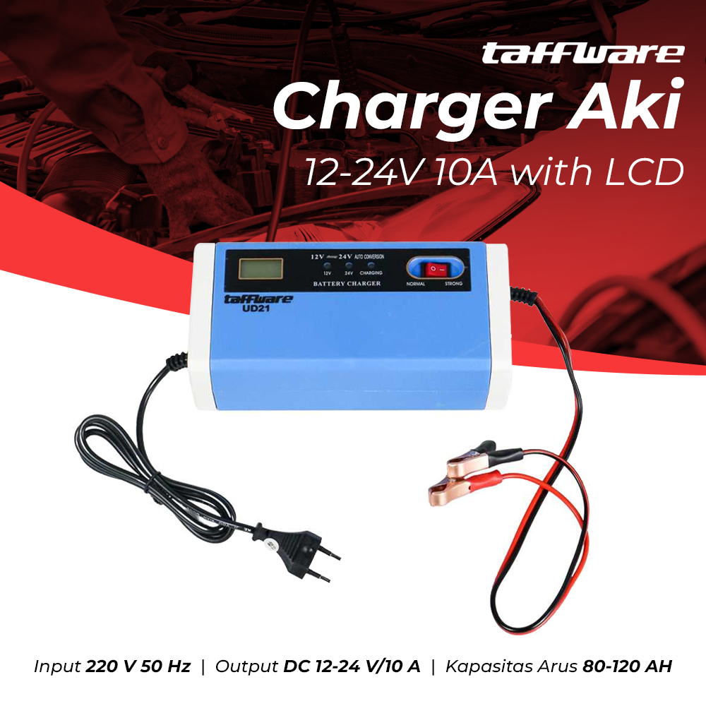 Taffware Charger Aki Mobil Motor Lead Acid 12-24V 10A with LCD - UD21