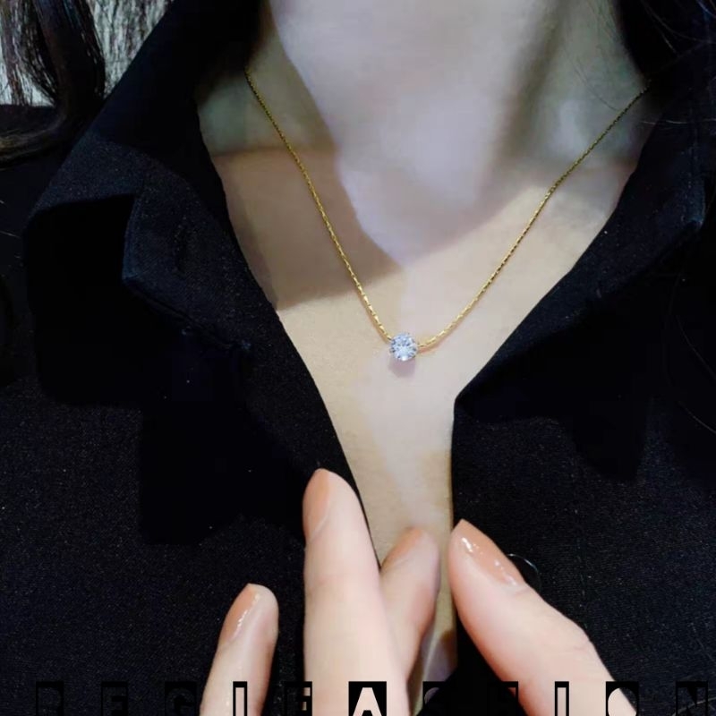 Kalung Titanium Wanita Permata Cristal Kalung Nagita Slavina Model Terbaru Kalung Titanium Asli Anti Karat Tidak Luntur