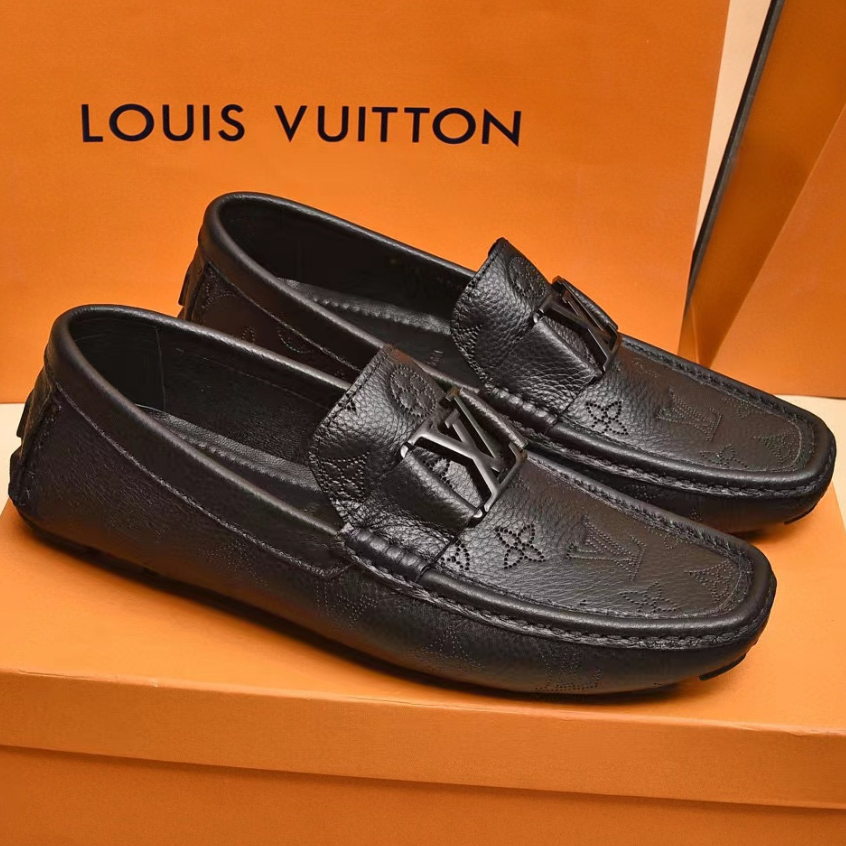 loafer cowok sepatu lv pria slip on hitam men shoes moccasin terbaru p1shoes sepatu kulit tanpa tali