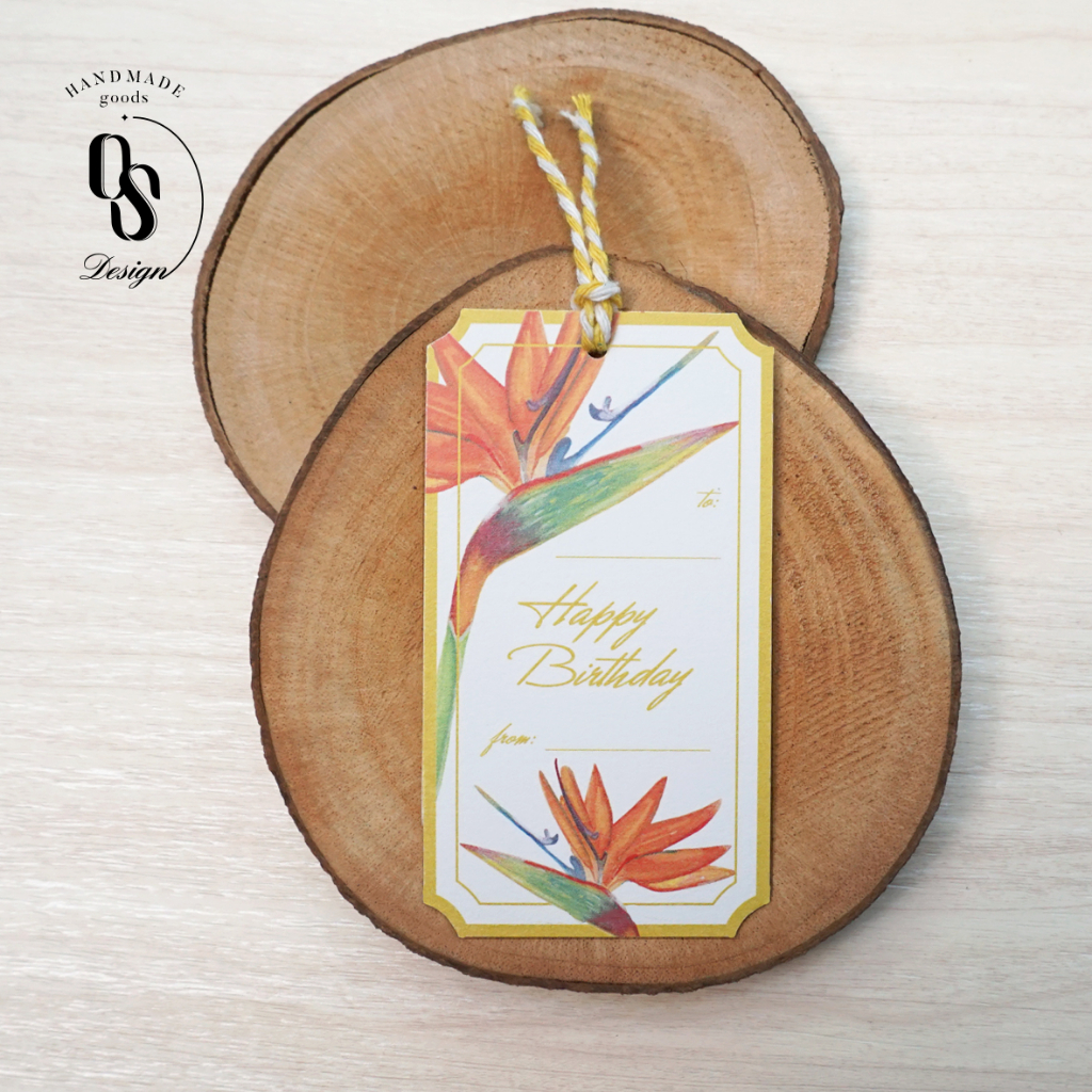 

hang tag ulang tahun hangtag bunga birthday gift card flower birds of paradise