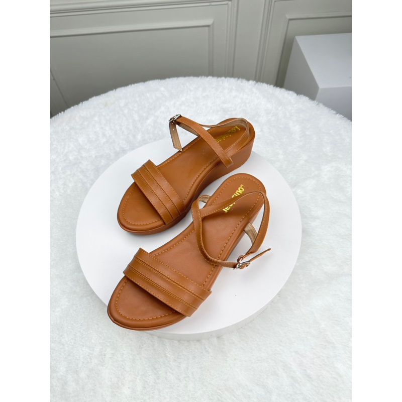 sendal fuji wedges wanita terbaru kekinian bahan dove 5 cm LOUISDEAR W18