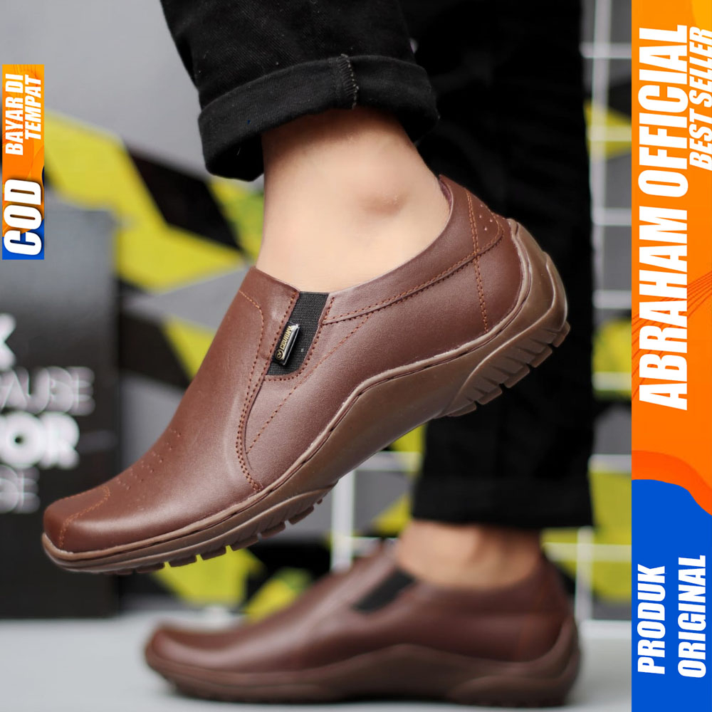 Sepatu Casual Formal Slop Kulit Asli Pantofel Hitam Pria