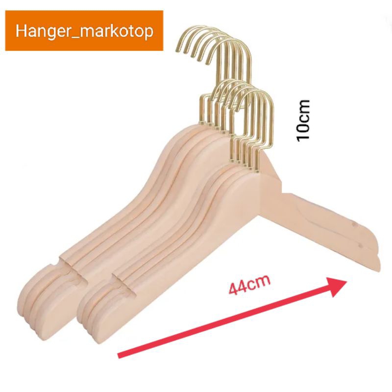 Hanger Kayu Dewasa 393 ( Wood ) Gold Hook Emas Gantungan Baju