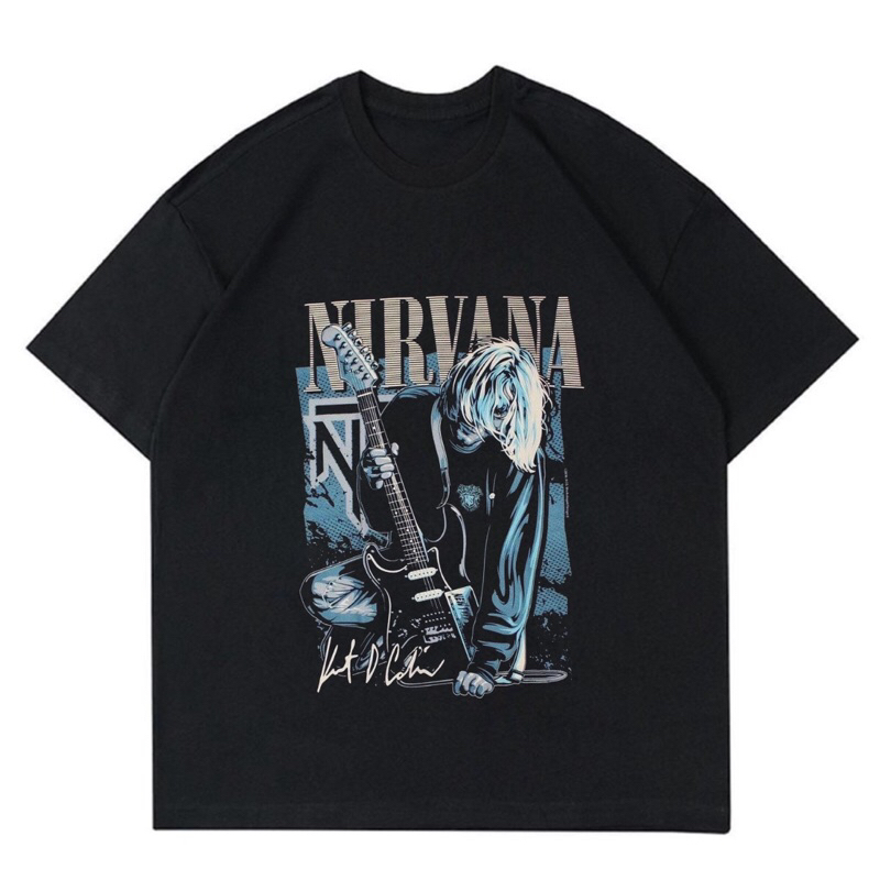 BAJU KAOS BAND NIRVANA “KURT COBAIN” | T-SHIRT BAND NIRVANA VINTAGE | KURT COBAIN ART ~ BAJU KAOS OV