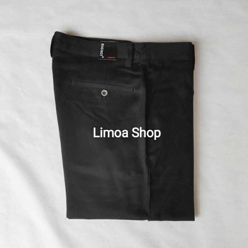 Celana Chino Hitam Pekat Slimfit Katun Tebal Bahan Stretch / Melar MT 01