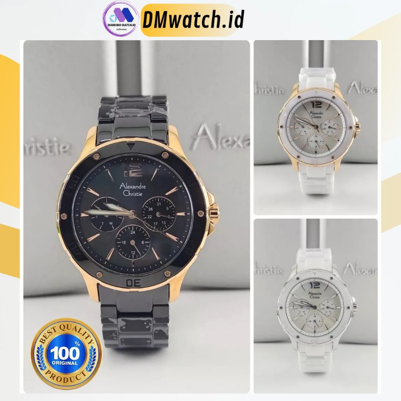 Jam Tangan Wanita Keramik Alexandre Christie AC2438 AC 2438 Original Garansi Resmi Alexander Christi