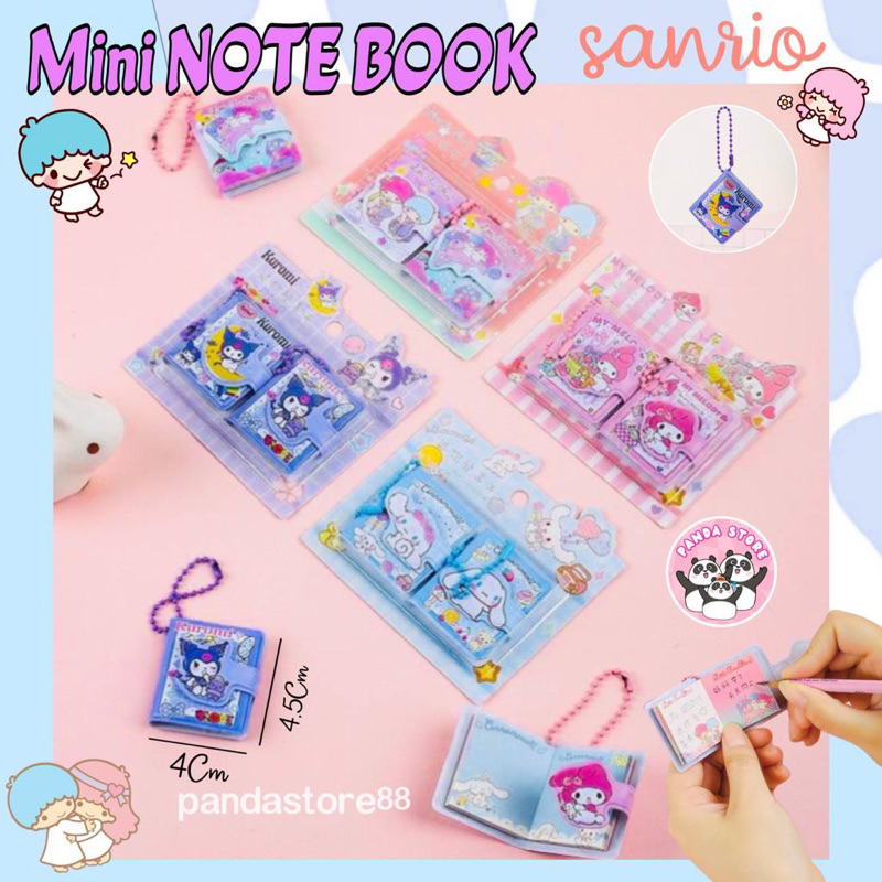 

Notebook Mini Gantungan Kunci Sanrio 2in1 set buku tulis kuromi cinnamonroll melody pochaco pompompurin