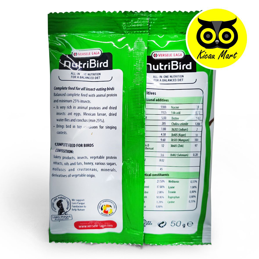 Pakan Burung Nutribird Insect Patee Versele Laga 50 Gram Voer Pur Makanan Burung Branjangan Lark Sonca Murai Kacer Anis Pleci Ciblek dll