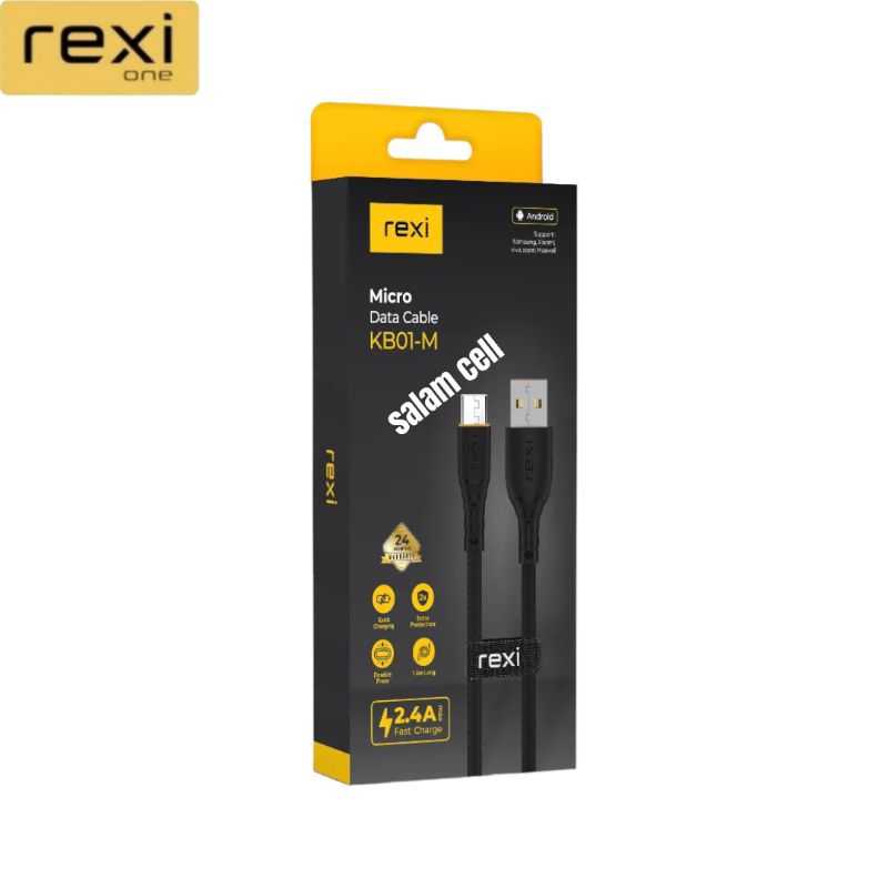 Kabel Data Micro Usb REXI KB01-M 2,4A Fast Charger Original Garansi Resmi