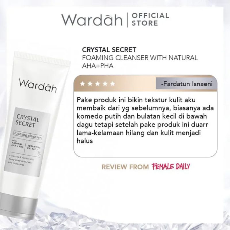 Wardah Crystal Secret Foaming Cleanser With Natural AHA+PHA 100 ml - Sabun Cuci Muka Wardah