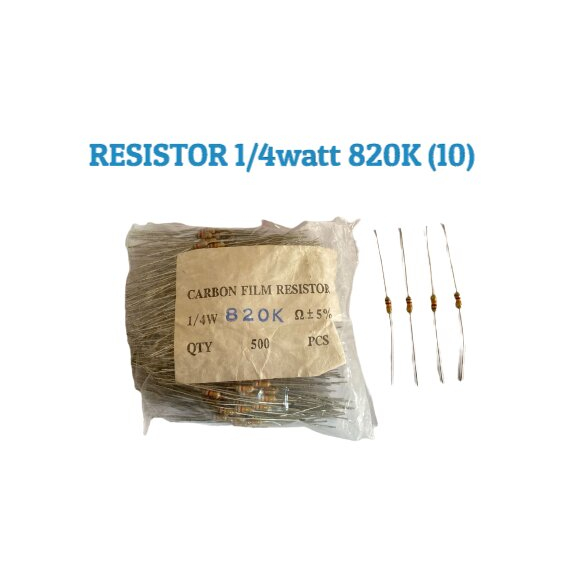 RESISTOR 1/4watt 820K (10)