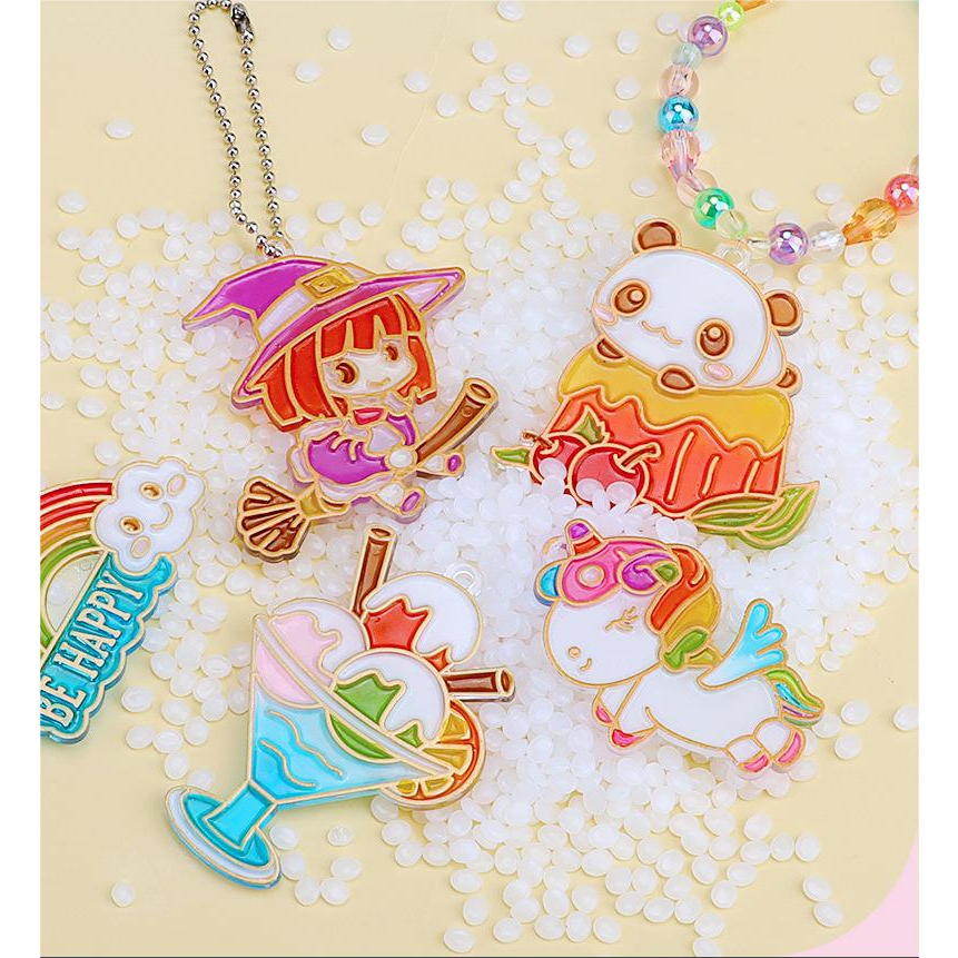 6/12/20/32 PCS DIY Mainan Anak Perempuan DIY Sticker Crystal Painting Liontin Gelang Gantungan Kunci Mainan Edukasi Kue Dongeng Hewan