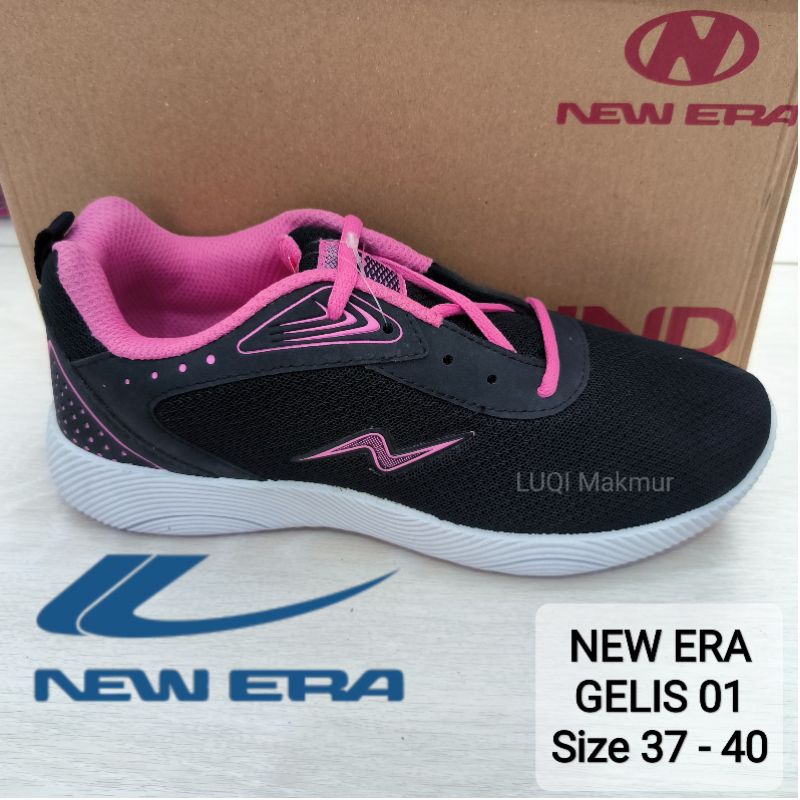 Sepatu Sneakers Wanita NEW ERA GELIS Hitam - Fuschia Original