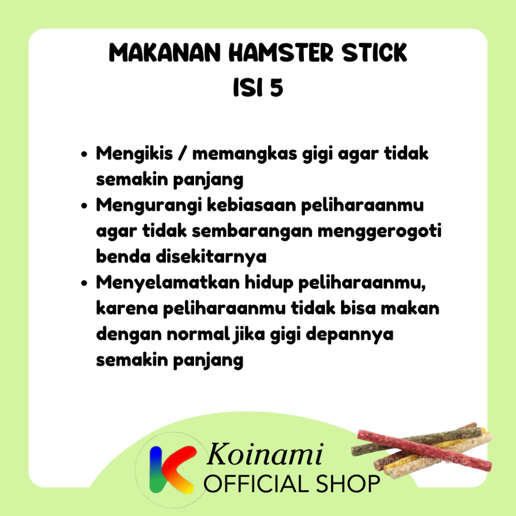 Makanan hamster STICK ISI 5 / snack hamster