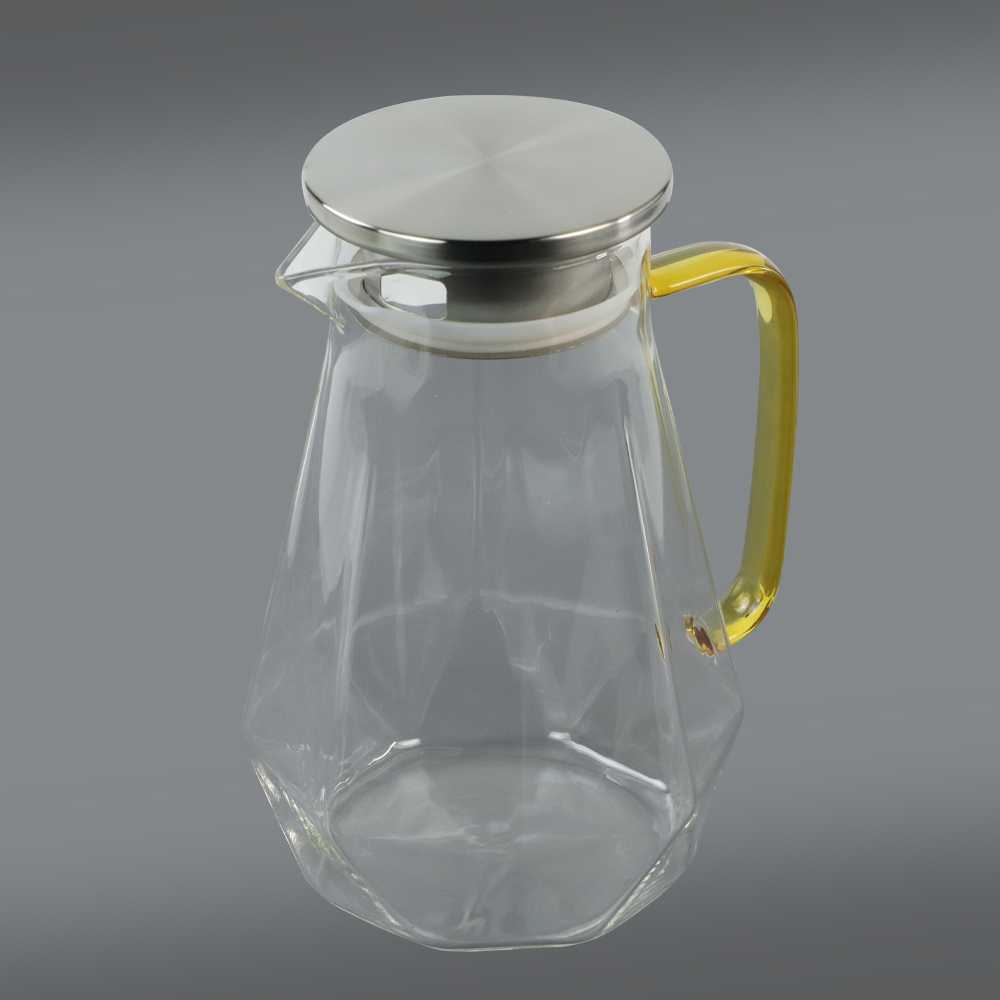 Teko Kaca Tahan Panas Diamond Glass Pitcher Kaca Teko Kaca Pitcher Penyaring Teh Stainles JugTeh Chinese Teh Tubruk Seduh Teapot Maker Glass 1500 ml