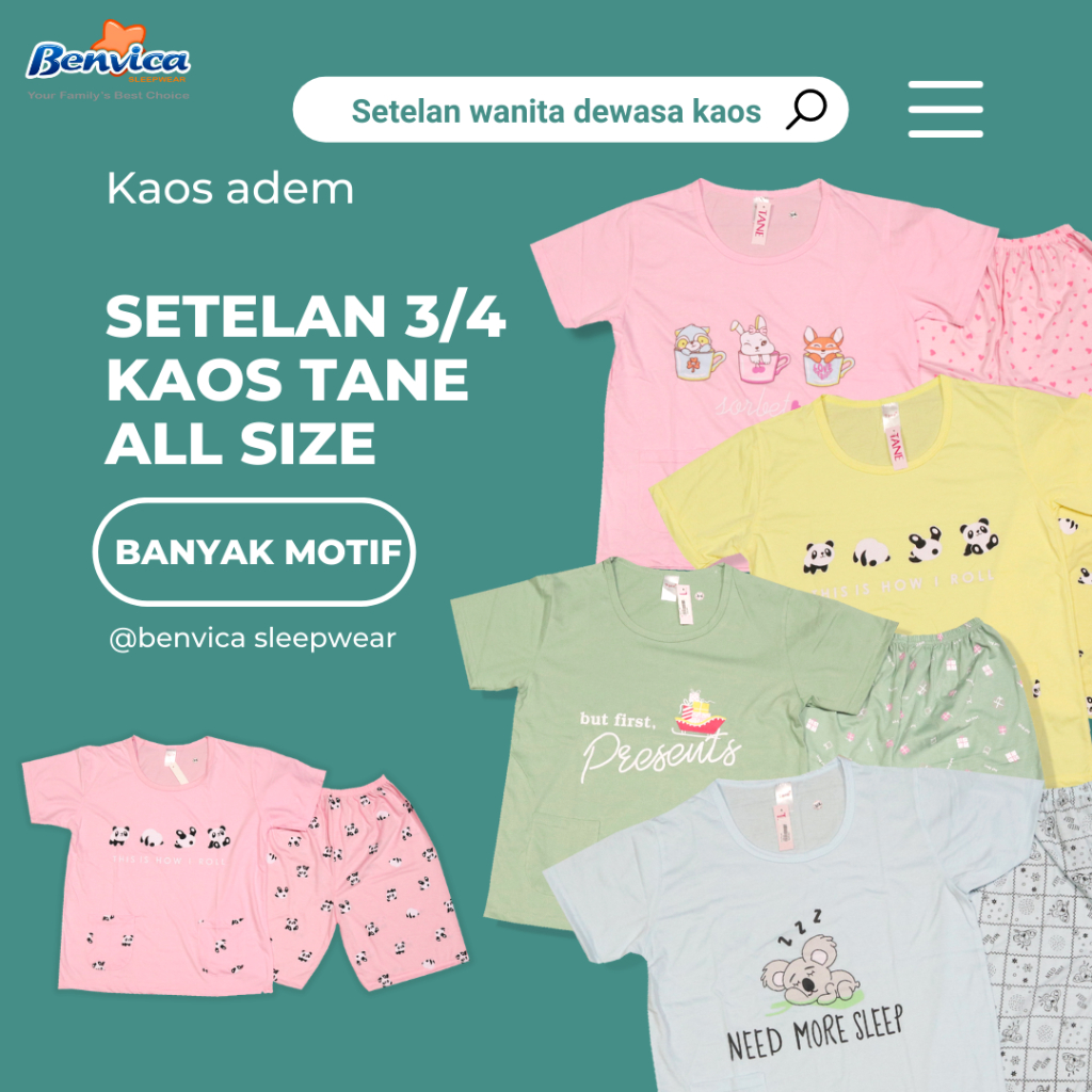 BAJU TIDUR SETELAN PENDEK LENGAN TANE - A