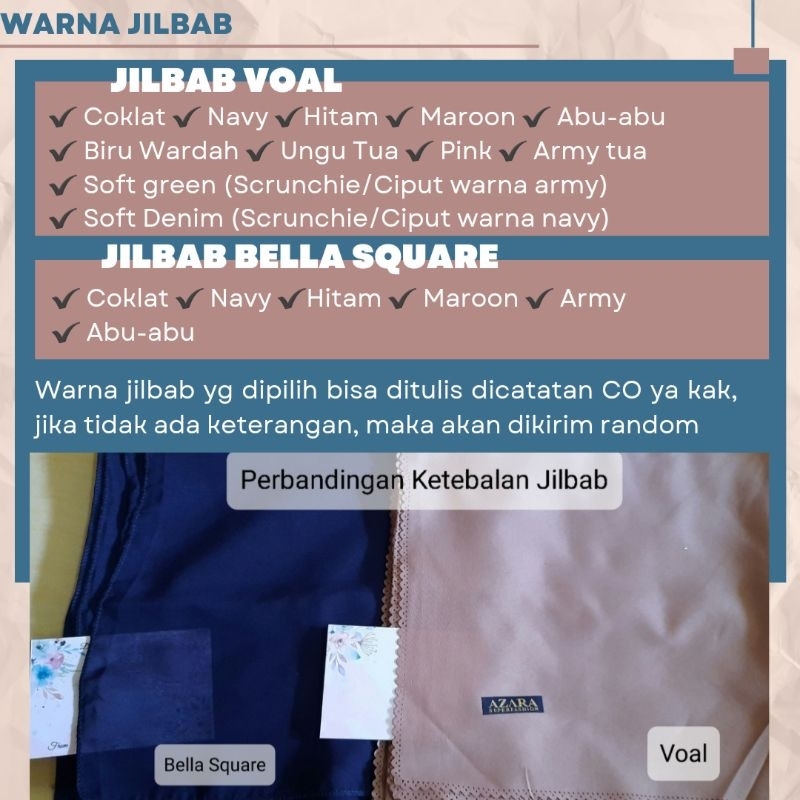 HAMPERS 2 HIJAB/HAMPERS JILBAB/KADO ULTAH CEWEK/WISUDA/GRADUATION/NIKAHAN/HAMPERS MASKER/HAMPERS MURAH/GIFT/AZARA MOTIF/JILBAB MOTIF/VOAL/BELLA/ANNIVERSARY