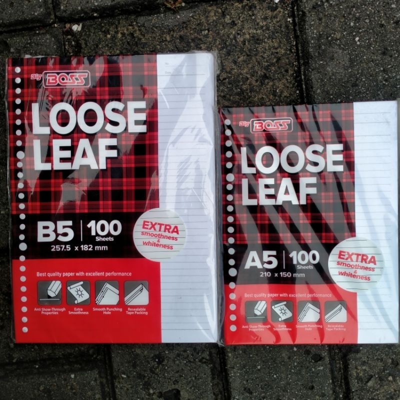 

Big BOSS LOOSE LEAF Kertas Binder Bolong B5 A5 isi 100 Lembar