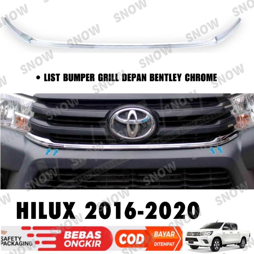 List Depan All New Hilux Revo 2016 2018 2019 Front Grill Trim Chrome