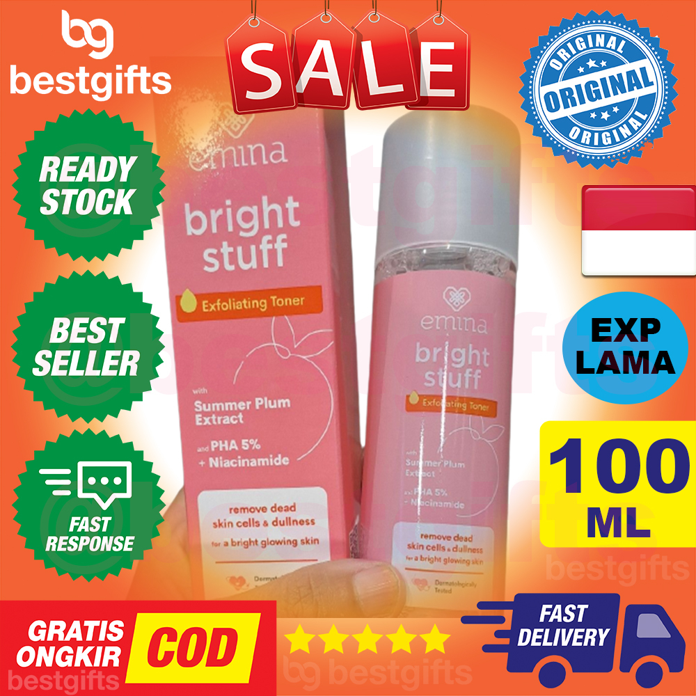 EMINA BRIGHT STUFF EXFOLIATING TONER UNTUK KULIT KUSAM DAN BEKAS JERAWAT 100 ML