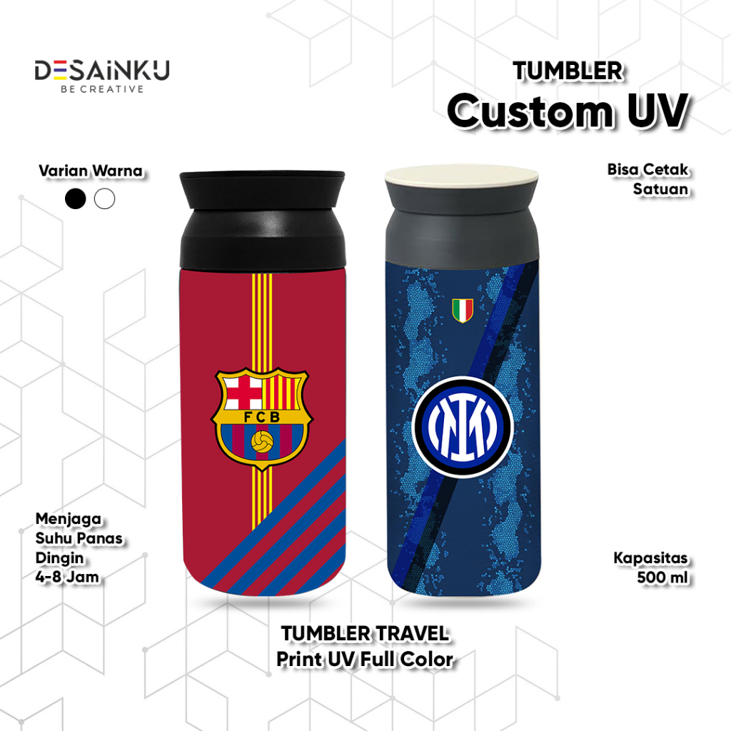 Custom Tumbler Travel Termos Print UV -  Botol Minum Termurah Edisi Sepak Bola / Sepak Bola Edition