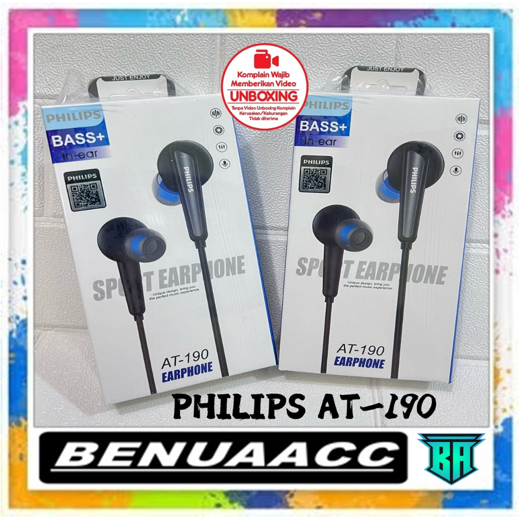 (ba) HF HEADSET PHILIPS AT-190 SUPER BASS PACKING IMPORT