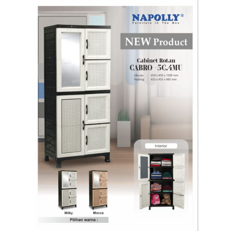 LEMARI NAPOLLY CABINET ROTAN  CABRO 5C.4MU ALMARI LEMARI SUSUN PINTU PLASTIK
