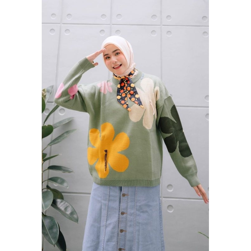 atasan wanita super jumbo,Sunflo rajut jumbo, LD130-150