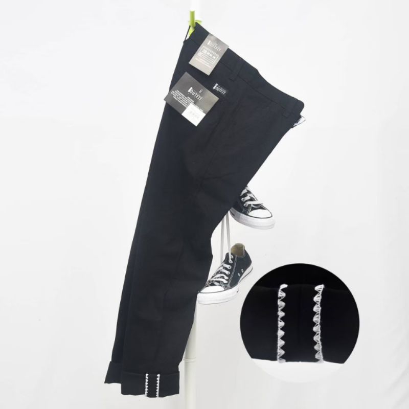 Wisdom Pants Celana Chino Reguler Straight Stitching Toxic Black