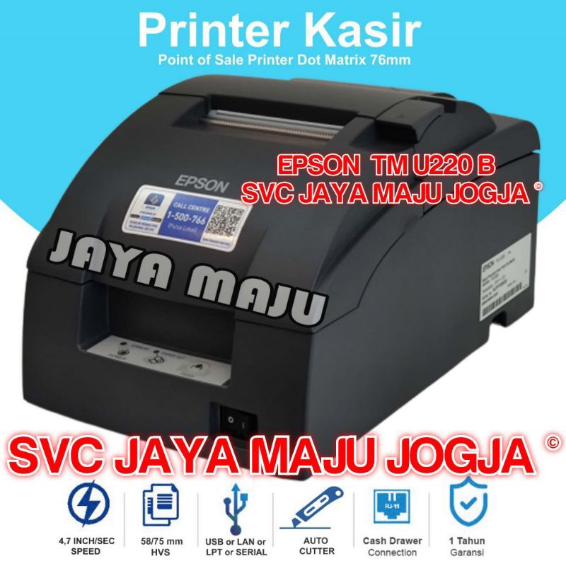 EPSON TM U220 B - AUTO CUTTER - USB / LAN / LPT PARALLEL / SERIAL  ||  PRINTER KASIR DOT MATRIX  || 