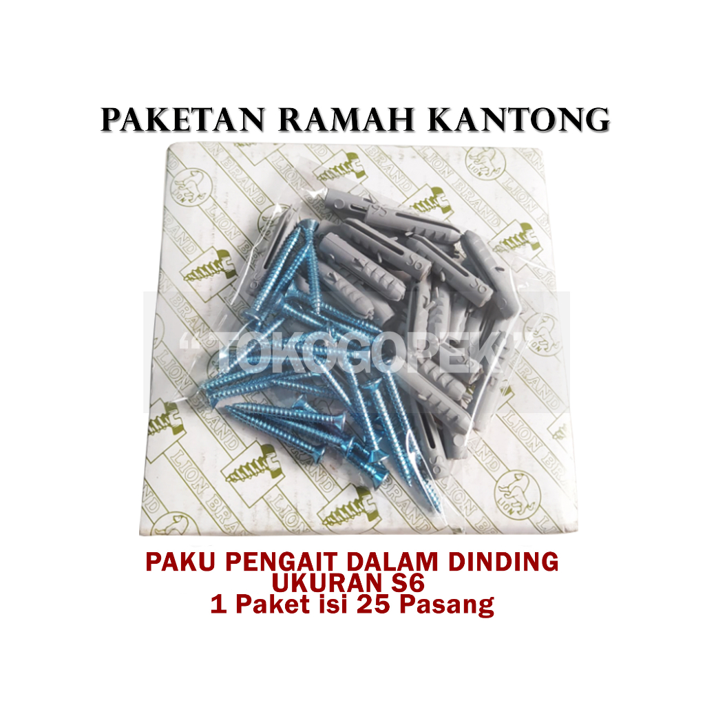 PISER PAKU SEKRUP PENGAIT DALAM DINDING VISER S6 25 SET