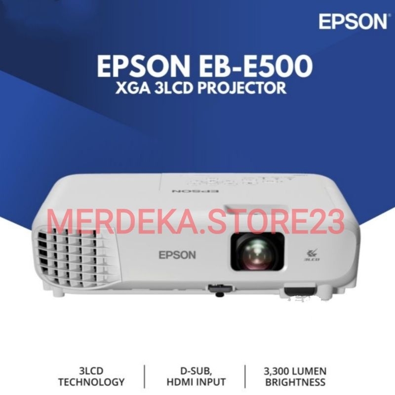 EPSON EB-E500 EB E500 EBE500 PROJECTOR 3LCD PROYEKTOR XGA 3300 ANSI LUMENS - HDMI