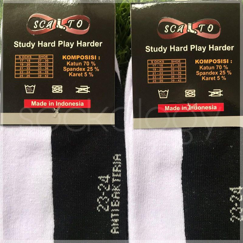 (PER 3 PCS) Kaos kaki sekolah Scalto telapak hitam anti bakteria halus