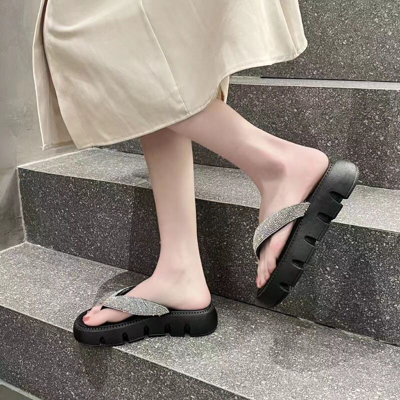 TG1750 Sandal Wedges Jepit Wanita  Fashion Glitter BlingBling Mewah