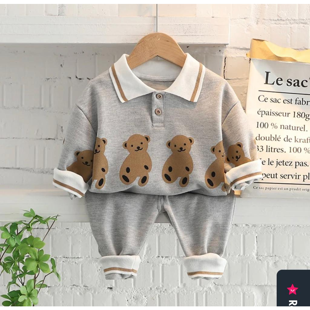 SETELAN ANAK TERBARU/PAKAIAN ANAK LAKI LAKI DAN PEREMPUAN/SWEATER BONEKA TEDDY UNTUK 1-5 TAHUN