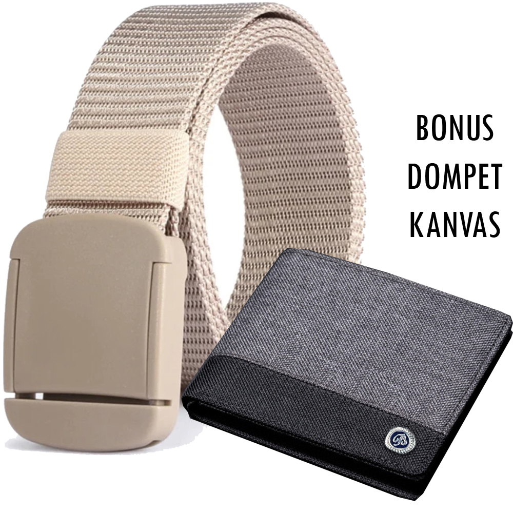 FREE DOMPET KANVAS !! Ikat Pinggang Pria Panjang 120cm Gesper Cowok Dewasa Sabuk Pinggang Men Belt Casual Anti XRay