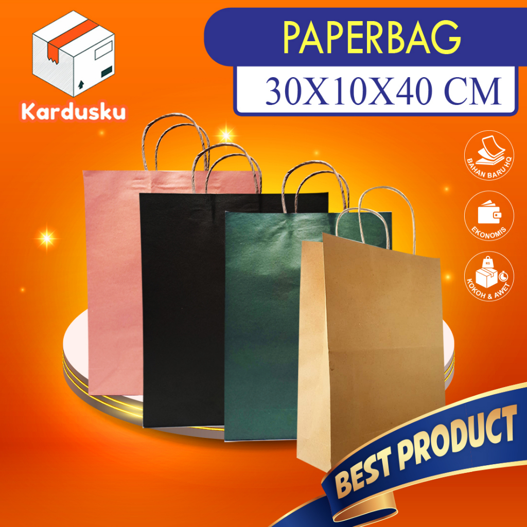 

Paperbag Paper bag tinggi kantong kertas tas polos Hitam Hijau Pink 30x10x40 goodie bag souvenir sablon
