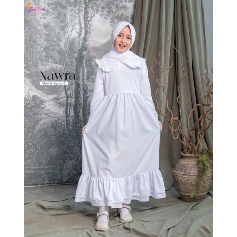 Gamis putih anak/Gamis manasik/Gamis Nawra original Labella