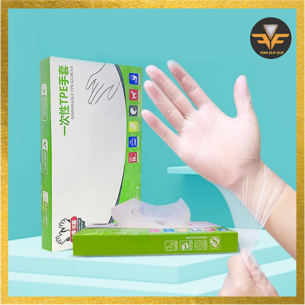 Sarung Tangan TPE Latex 80 Pcs Transparan Vinyl PVC Hand Gloves Food Grade Disposable TPE Gloves Eco Friendly Serbaguna TERMURAH TERLARIS