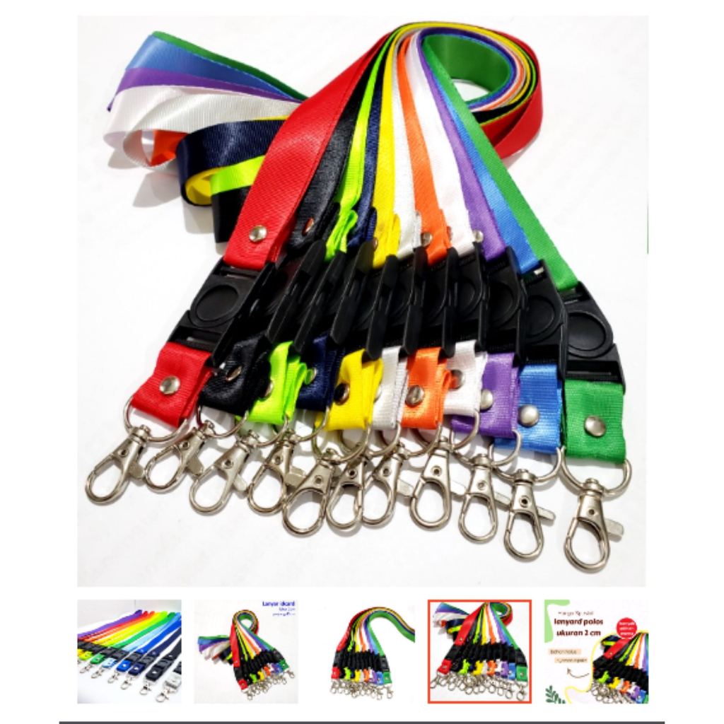 

tali lanyard id card lebar 2 cm dan 1,5 cm gantungan kartu id kalung idcard tali pod satin pita polister