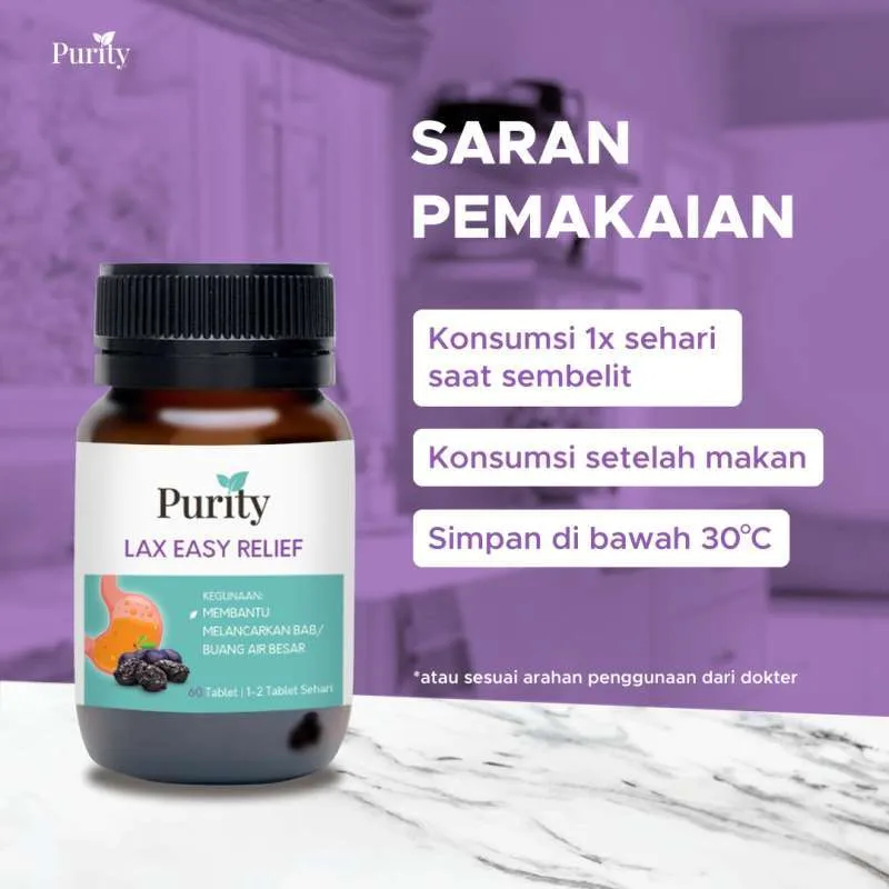 [BPOM] Purity Lax Easy Relief Pelancar Sembelit BAB Constipation 60 Tablet / Vitamin / Multivitamin / MYMOM