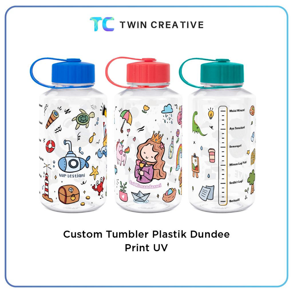 Tumbler Dundee Botol Minum 1 liter Custom Print Nama Botol Minum - Dundee Print UV