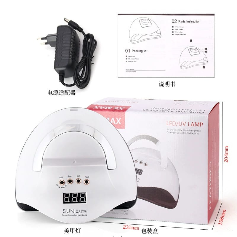 Sun X6 Alat Pengering Kutek UV Led Nail Kuku Cutek gel Led Lamp phototherapy gel sensor otomatis