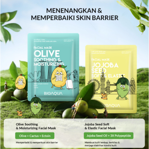 BIOAQUA Sheet Mask Masker Wajah Biji Buah Face Mask 25 Ml